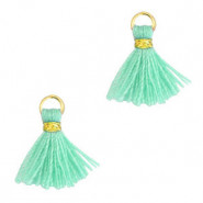 Mini Tassel 1.2cm - Gold-ocean blue